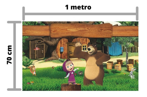 Kit Festa Masha E O Urso Painel Polibanner Display Adesivado