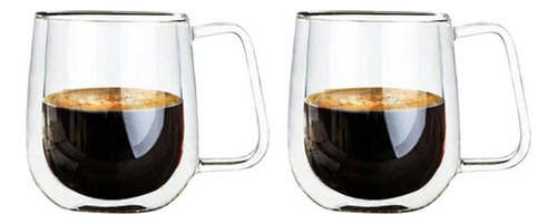 Set 2 Tazas Doble Pared Vidrio 250ml Cafe Cappuccino Norplat