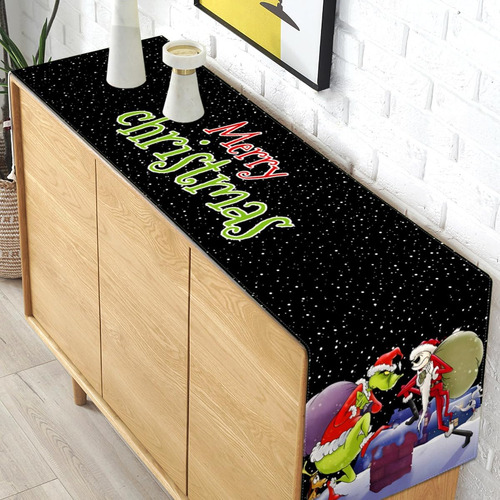 Camino De Mesa Con Texto En Inglés «merry Christmas» «the Ni