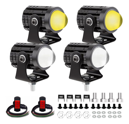 Faros Luces Led Para Motos Auto Doble Color Impermeable 4pzs