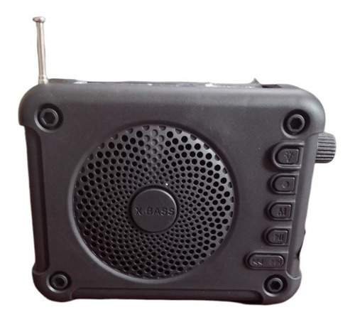 Bocina Megafono Portatil Bluetooth Altavoz Radio Panel Solar Color Negro