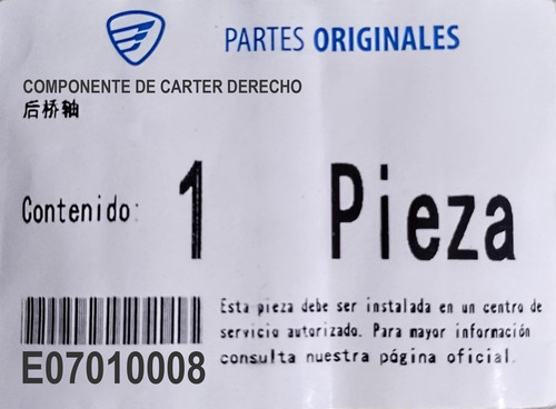 Componente De Carter Der D150lt Original Italika E07010008