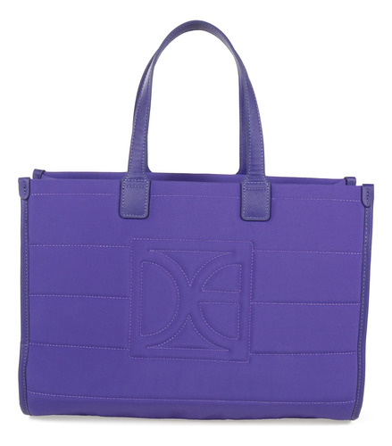 Bolsa Tote Cloe Para Mujer Grande Textil Diseño Acolchado Color Violeta