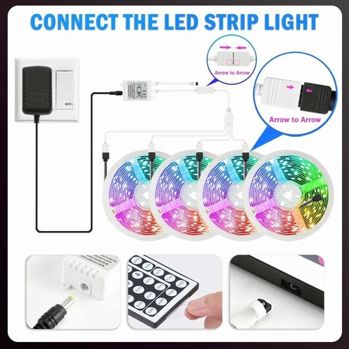 Kit De Tira De Luz Led Rgb De 20 Metros Para Dormitorio
