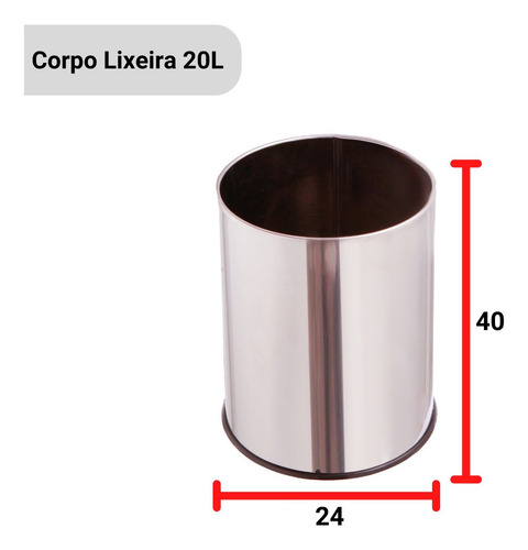 Imagem 2 de 2 de Lixo Inox Espelhado Redondo Sem Tampa Inox Original 20 Litro