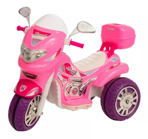 Mini Moto Eletrica Infantil Triciclo Pink Com Capacete - 12v