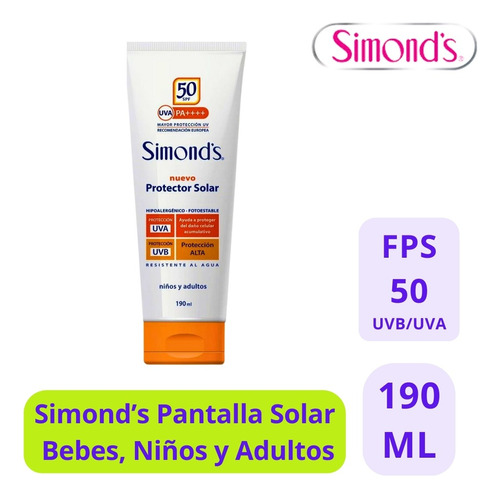 Simond's Protector Solar Fps 50 Niños Y Adultos 190ml - 1uds