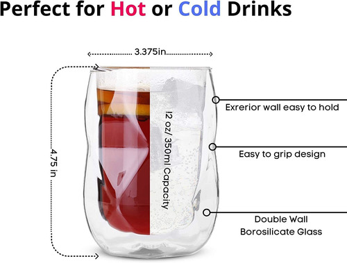 Taza De Café Aislante Btat, Doble Pared, Set De 4 X 350ml