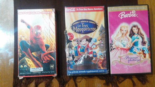 Cassette Vhs Coleccion Hombre Araña Barbie Los 3 Mosqueteros