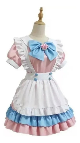 Disfraz De Cosplay Traje Rosa Lindo Maid Lolita Kawai Set J