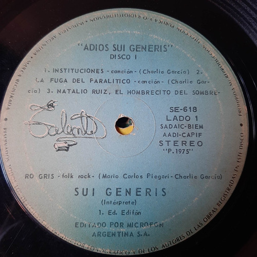 Sin Tapa Disco Sui Generis Adios Sui Generis Disco 1 Rn0