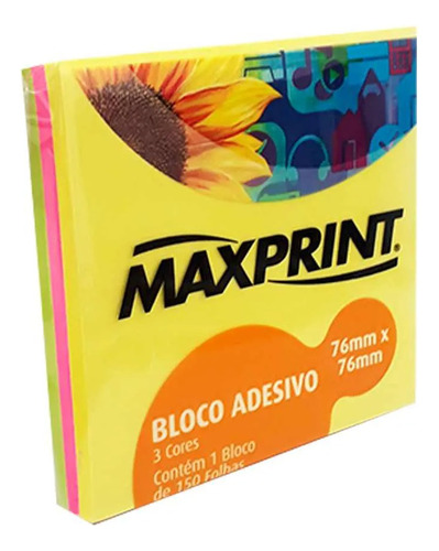 Bloco Adesivo Neon Colors Maxprint 76x76