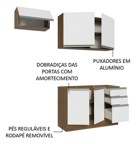Mueble de Cocina Integral Madesa Glamy 180cm Marrón Blanco 09
