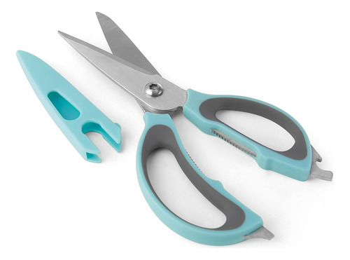 Farberware 4-in-1 Kitchen Shears, 2-piece, Aqua And Gray