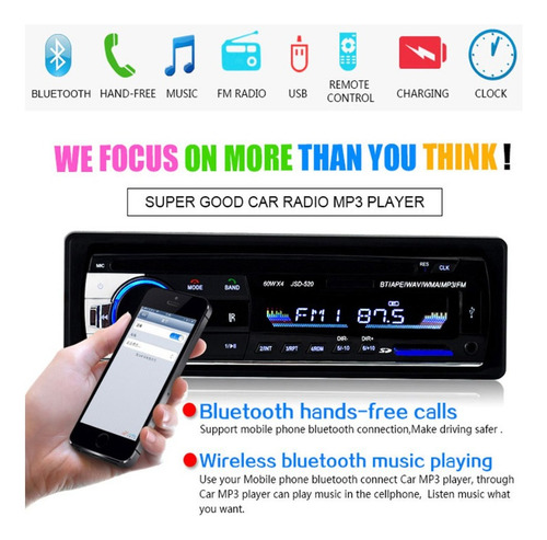 Radio Auto Con Bluetooth Fm-usb-sd 60wx4 Cables Control