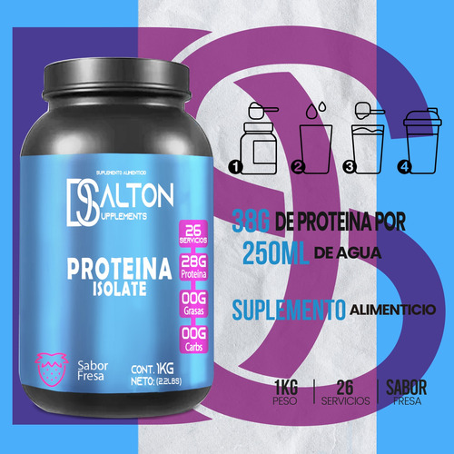 Proteína Whey Hs Hidrolizada Isolate Dalton 1 Kg Sabores Fresa