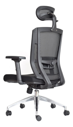 Silla De Oficin Ergonómica Delphi 2 Con Cabecero Negro Bonno