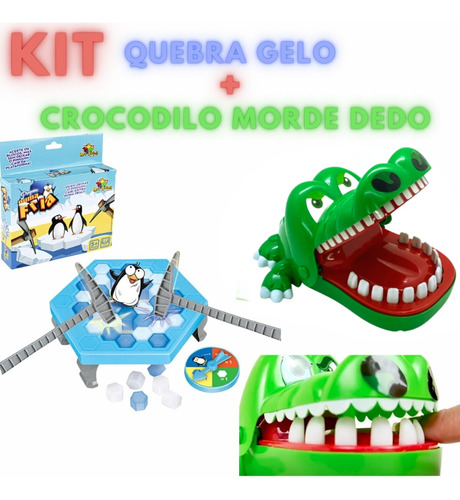 2 Jogos Crocodilo Morde Dedo + Quebra Gelo - 2 Brinquedos