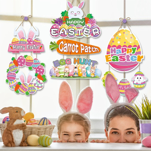 Decoración De Pascua Con Diseño De Conejo Para Colgar En La