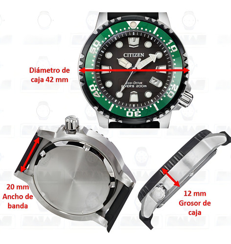 Reloj Citizen 61454 Grabado Promaster Diver Ecodrive Color Del Fondo Negro 61454