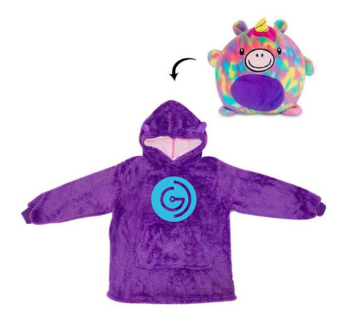 Peluche Polerón Con Capucha Morado - Huggle Pets Divertidos