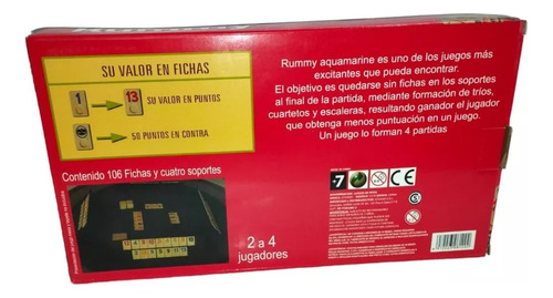 Juego De Mesa Rummy Burako C/ Fichas Dados Y Bolsa Regalo