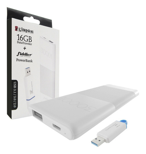 Pendrive Sandisk Usb 16gb 3.0+powerbank 3000mah Fiddler