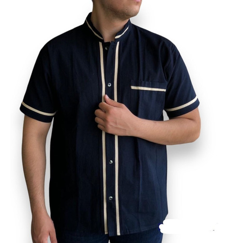 Guayabera De Manga Corta Para Hombre Bordada Yukon