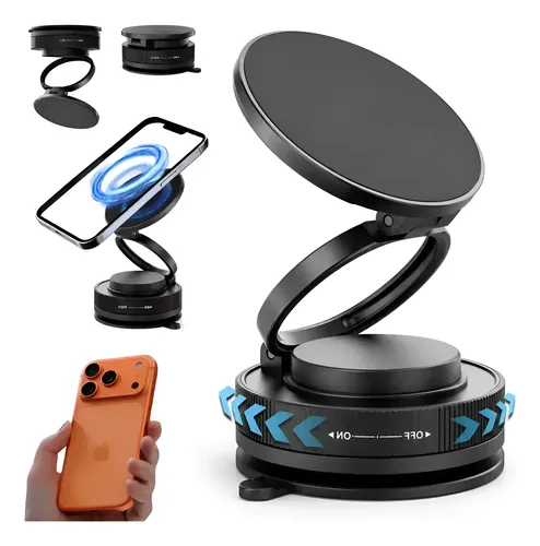 Suporte Magnético Celular Carro Mesa Ventosa 360° Articulado Preto
