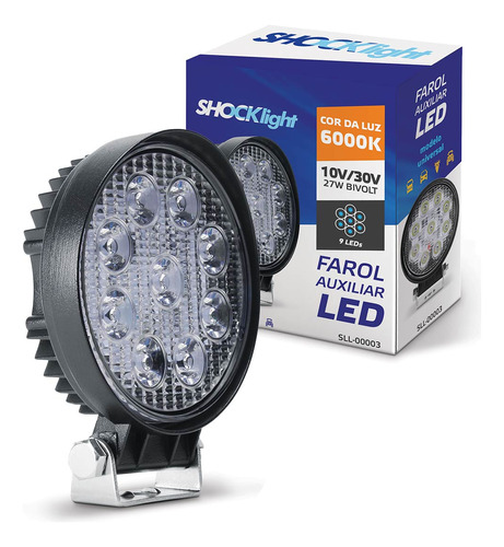 Farol Milha Led Universal Redondo 6000k 10v 30v 2400lm