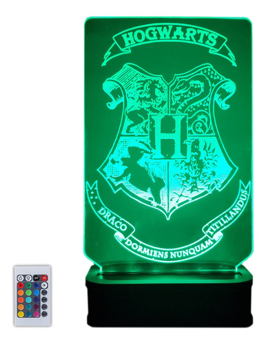 Lámpara Acrilico Led Rgb Harry Potter Escudos Hogwarts