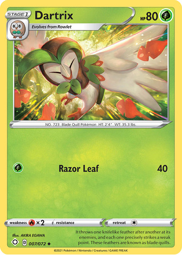 Dartrix 7/72 Carta Pokemon Shining Fates Sword & Shield