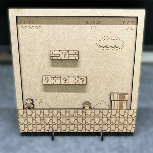 Cuadro Gamer 3d - Super Mario Bros - Nes - Mdf 3mm