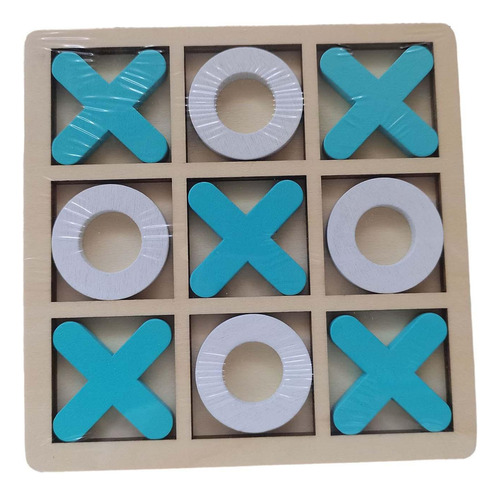 Juego De Madera Tic Tac Toe, Juego De Mesa De Ajedrez Azul