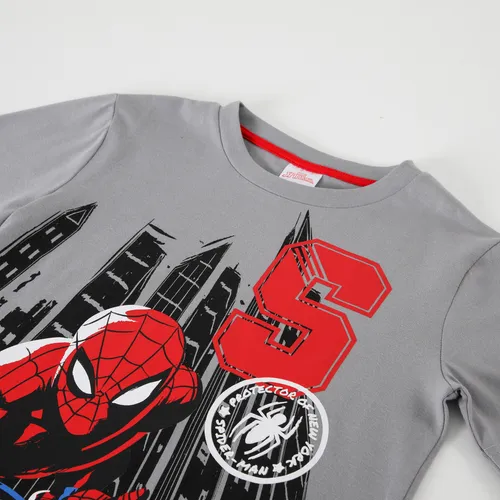 Polera Manga Larga Niño Spiderman Protector Of Gris Marvel