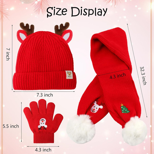Z Set De Guantes, Bufanda Y Gorro De Navidad Para Niñ...