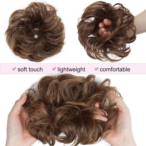 Tousled Updo Desordenado Moño Pieza De Pelo Esponjoso Scrunc