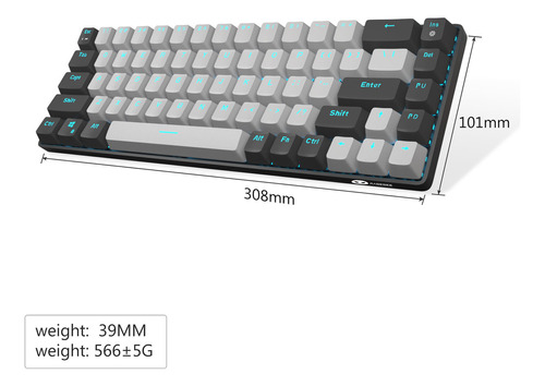 Magegee Mini Teclado Gamer Mecánico Alámbrico Tipo C Color del teclado Negro/Gris Idioma Inglés US