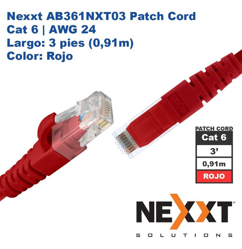 Nexxt Ab361nxt03 Patch Cord Cat6 0,91m | 3 Rojo