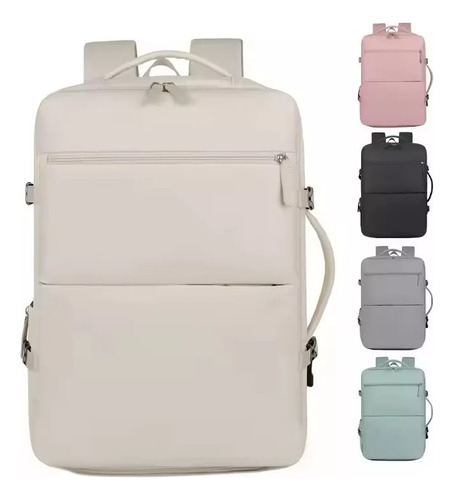 Mochila De Viaje Carry On Equipaje Cabina Avión Viral Amazon Gris Liso