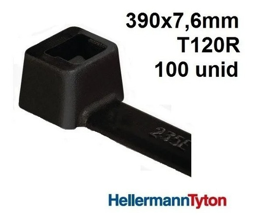 Abraçadeira T120r 390x7,6mm Pto - Hellermann C/ 100 