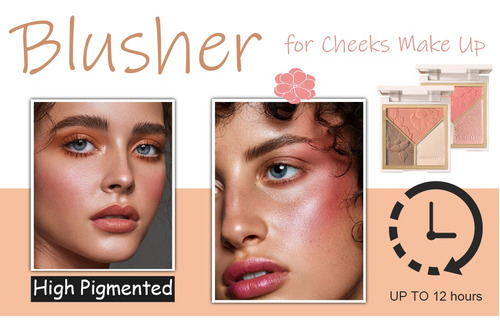 Highlighter Blush Palette 3 En 1 Paleta De Maquillaje Brocha