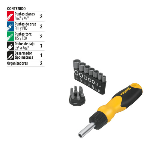 Desarmador Tipo Matraca Destornillador + Puntas Y Dados Set