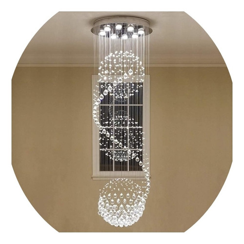 Lustre Cristal 3 Globos 60cm 2,5 Metros A 3 Metros Cor Quero Com 2,90 Metros