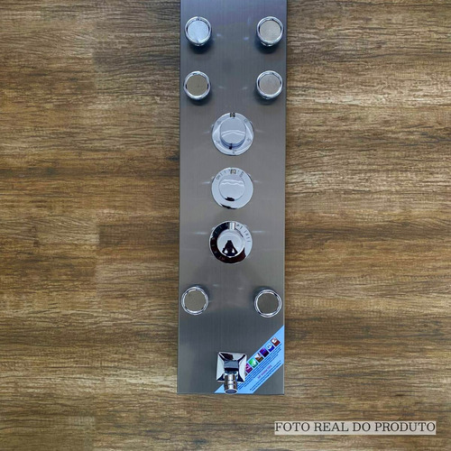 Ducha Vertical Com Hidromassagem E Cascata Inox Prata Led