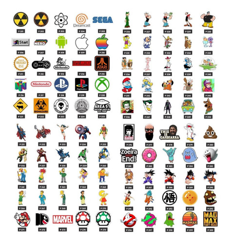 Adesivos Geek, Nerd E Personagens (15uni.)
