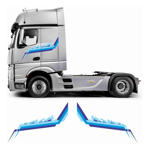 Adesivos Faixas Lateral Personalizada Caminhões Cm14 Cor Azul