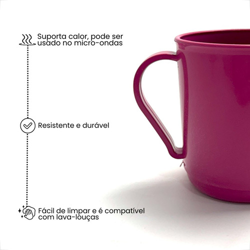 30 Canecas Plásticas Coloridas 400ml Para Merendas Lanches Escolas Café Da Manhã Bebidas Reutilizável Cor Rosa Grupo Paraíso Mdf