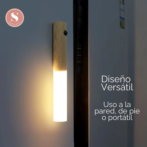 Luz Led Portatil Nocturna Con Sensor Estilo Madera