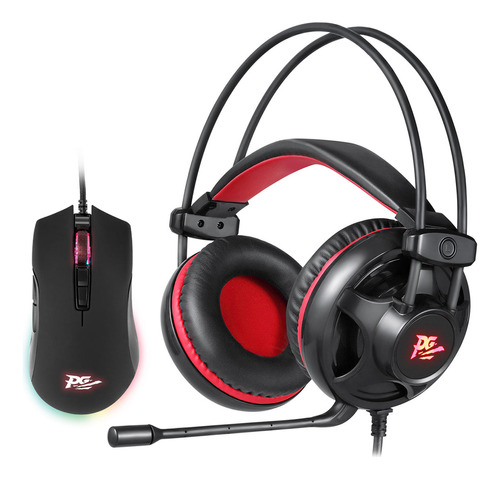 Kit Gamer Philco Headset Phs11v E Mouse Pms70 Cor Preto Luz Vermelho